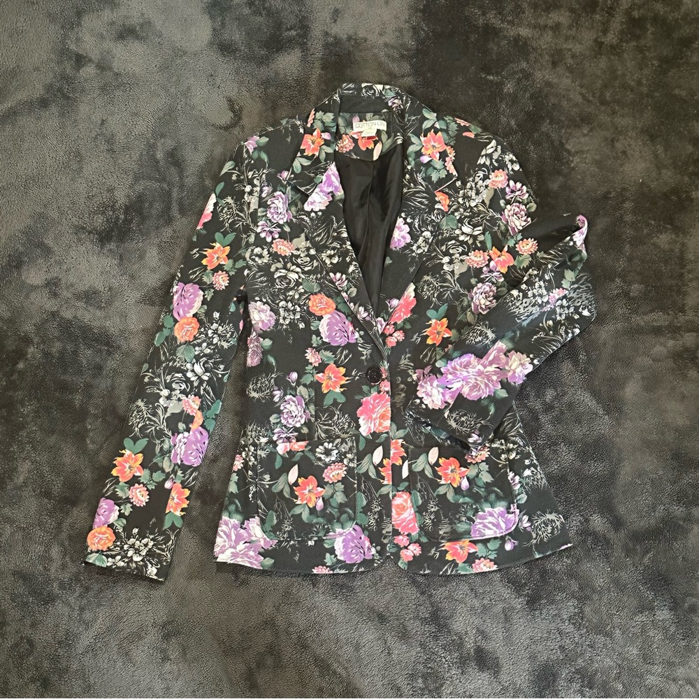 Cotton On Floral Notched Lapel Blazer - Size XS